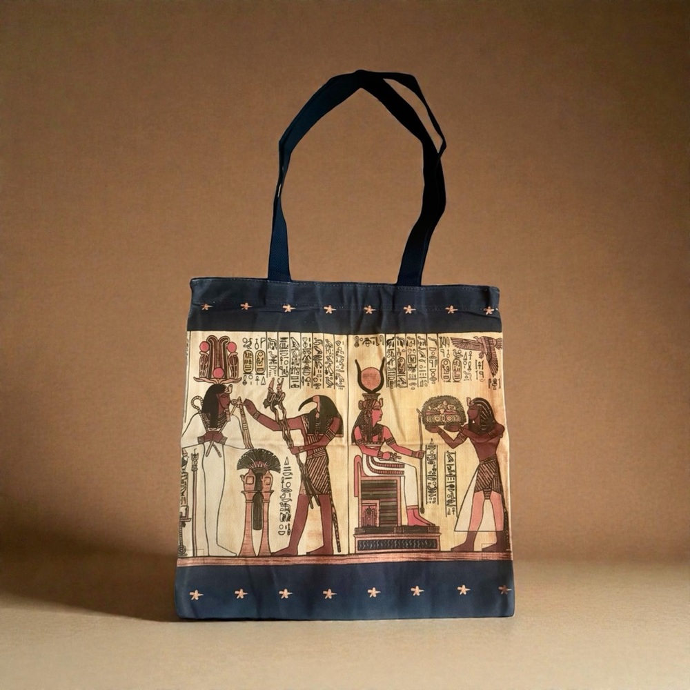 🆕 Hieroglyphic Pharaonic Tote Bag - - Made In Egypt - Picture 2 of 5